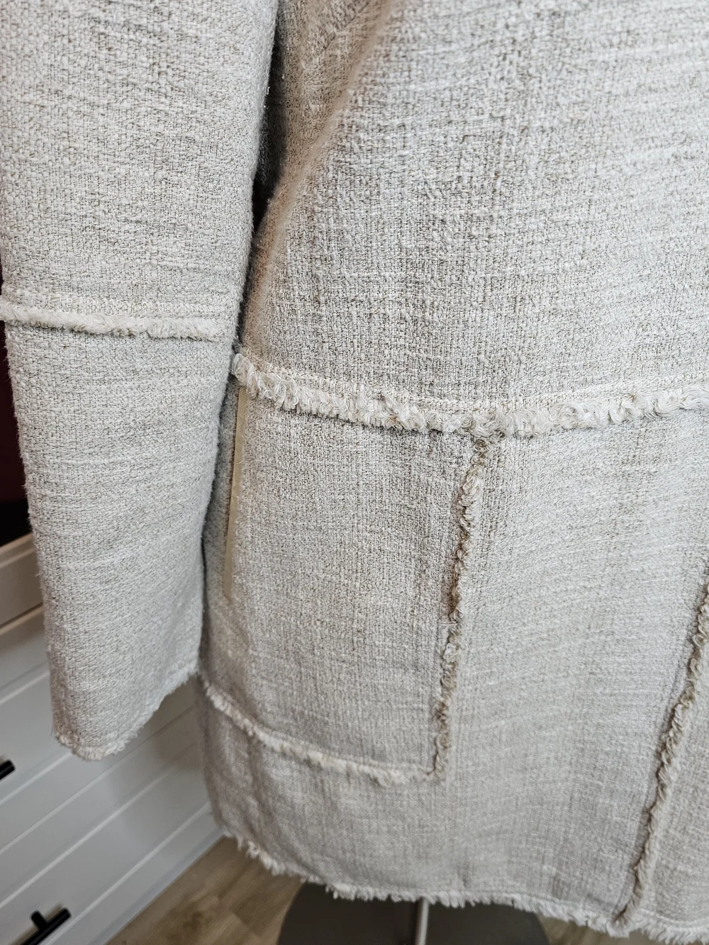 Lafayette 148 New York Cream Textured Crewneck Jacket - Picture 3 of 10